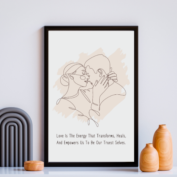 Minimalist Outline Couple Wall Art – Inspirational Love Quote Printable | Instant Download | High-Resolution PDF