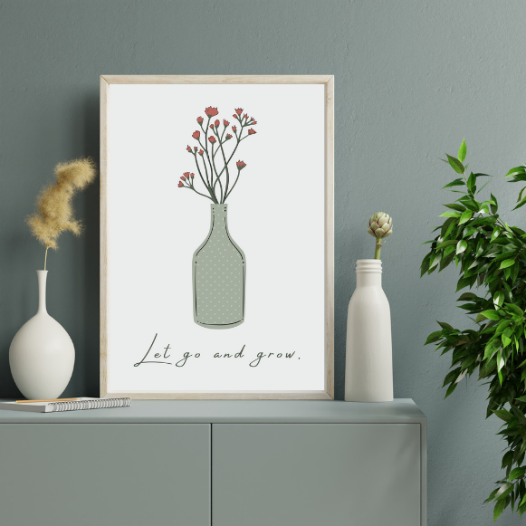 Let Go and Grow - Minimalist Digital Wall Art Print