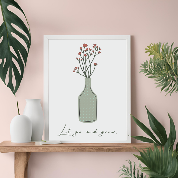 Let Go and Grow - Minimalist Digital Wall Art Print