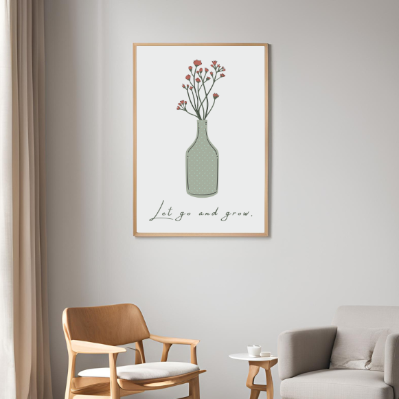 Let Go and Grow - Minimalist Digital Wall Art Print