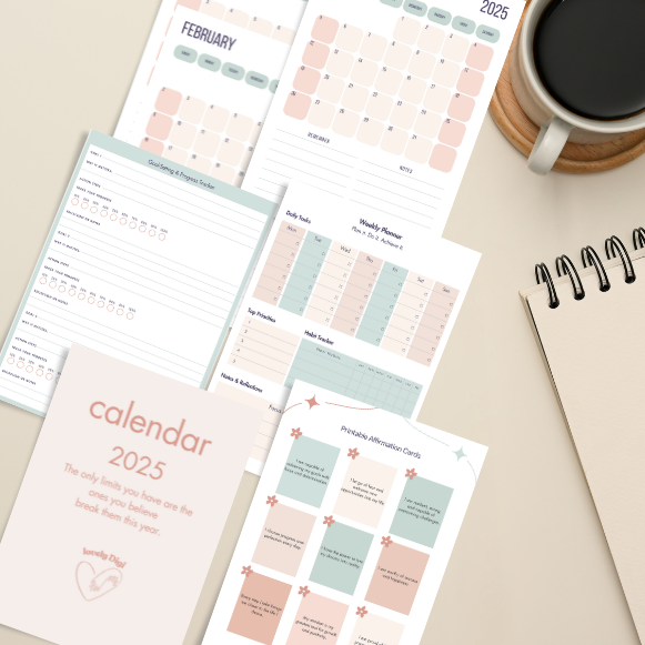 Ultimate Digital Printable Bundle: Affirmation Cards, Weekly Planner, Calendar, and Goal-Setting Tracker (A4 & A5 PDF, Instant Download)