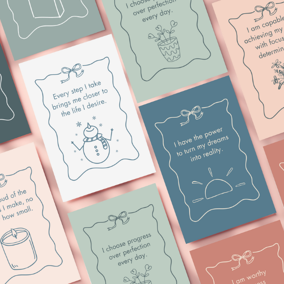Minimal Pastel Printable Planner Bundle: Aesthetic Digital Calendar, Daily & Weekly Planners, 9 Affirmation Cards (4x6), A4/US Letter