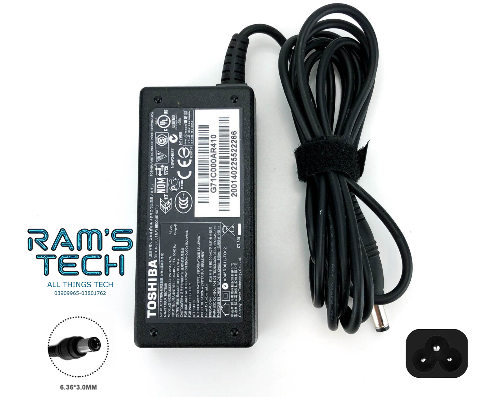 Toshiba Laptop Charger 19V 3.42A