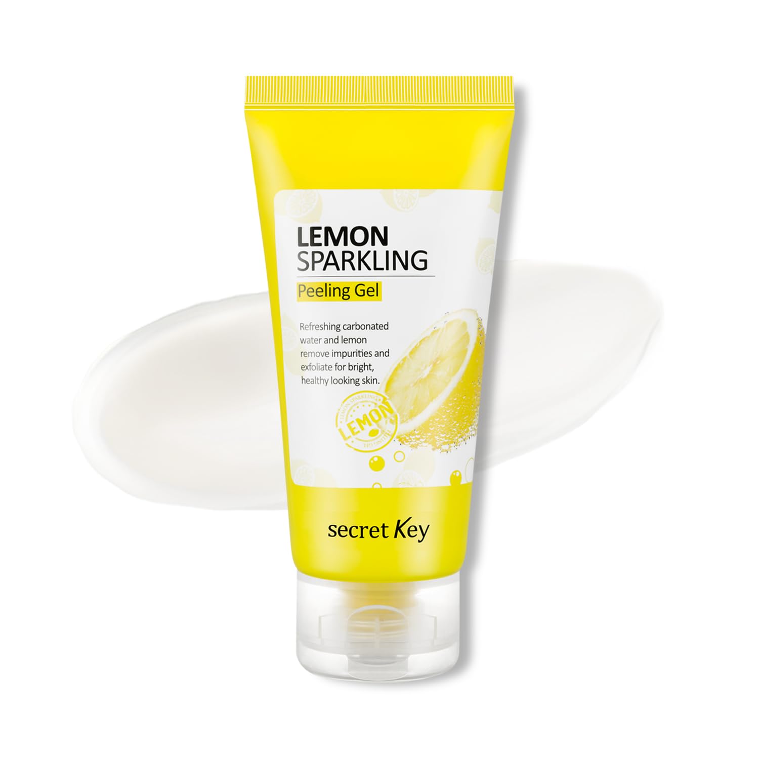 SECRETKEY Lemon Sparkling Peeling Gel, Deep Cleansing, Exfoliation, Skin Moisturization, Low Irritation for Sensitive Skin fl. 4.05 oz / 120 ml