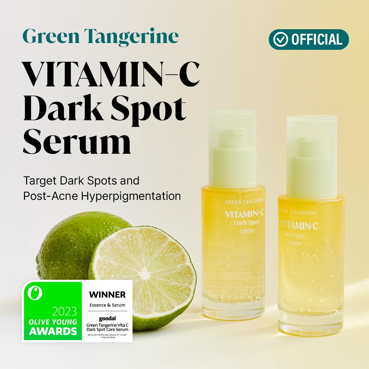 Goodal Green Tangerine VitaminC Serum for Sensitive Skin Anti-Aging, Acne Scars, Fine Lines, Hyperpigmentation,Dark Circles