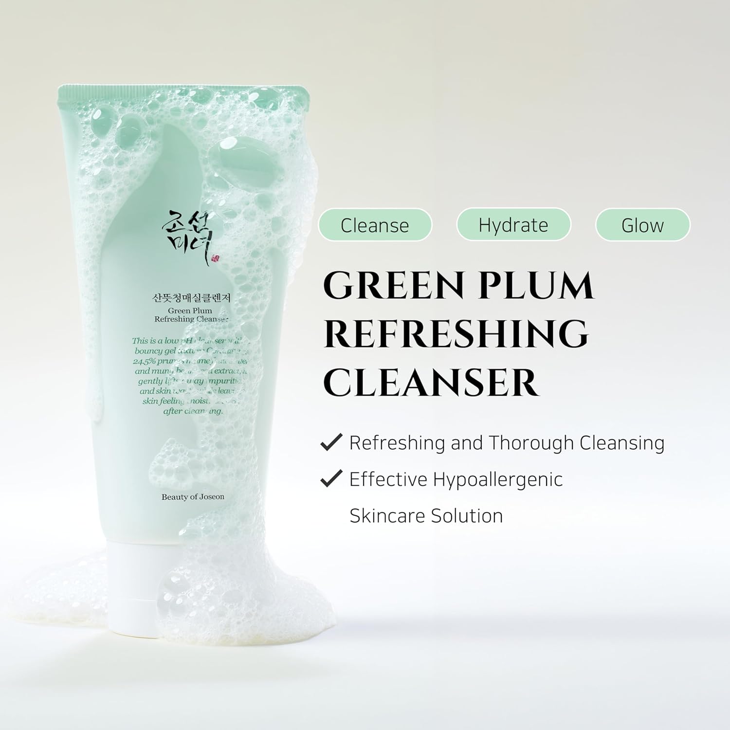 Beauty of Joseon Green Plum Refreshing Cleanser Gel Type Deep Pore Cleansing, Acne Face Wash, Blackhead Remover for All Skin Types, Korean Skincare 100ml