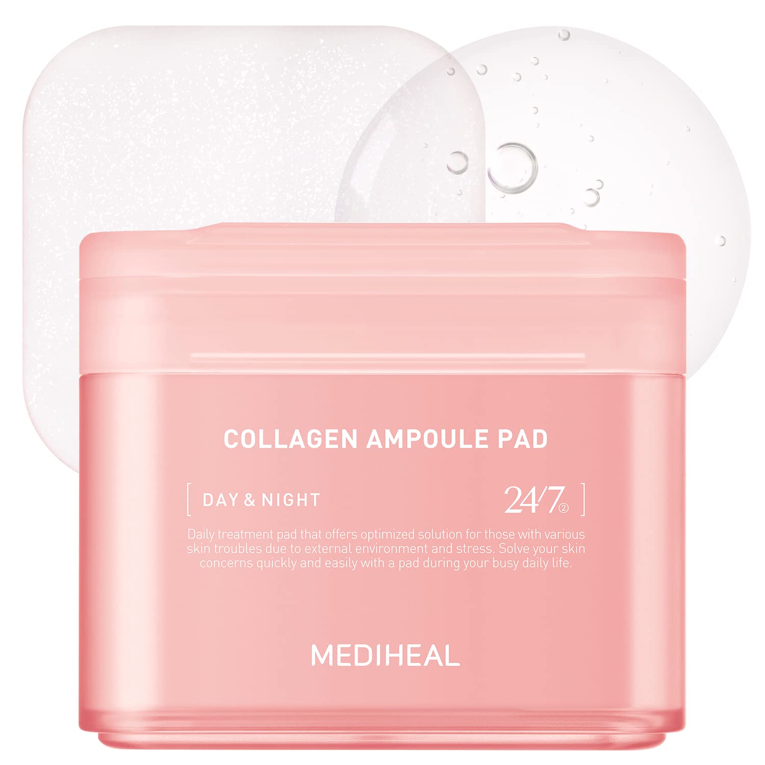 MEDIHEAL Collagen Ampoule Pad – Square Cotton Facial Toner Pads Collagen & Ceramide