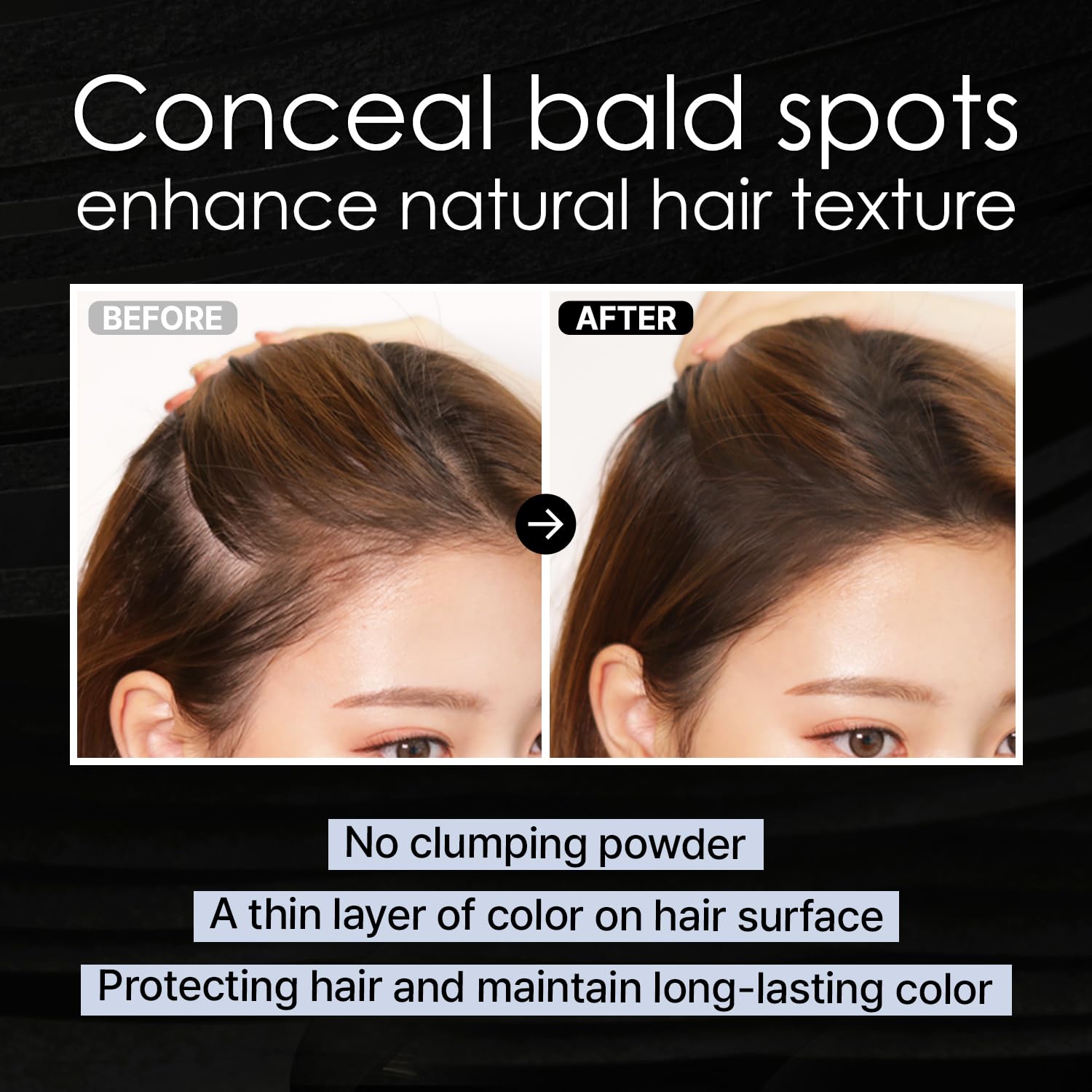 Natural Black - Perfect Hairline Powder, the revolutionary solution for concealing hair loss instantly