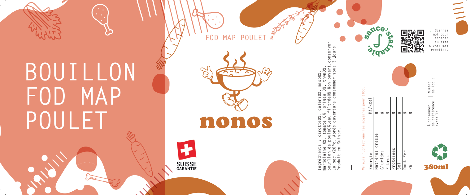 Bouillon concentré- régime  FOD MAP-  Poulet - 440mL
