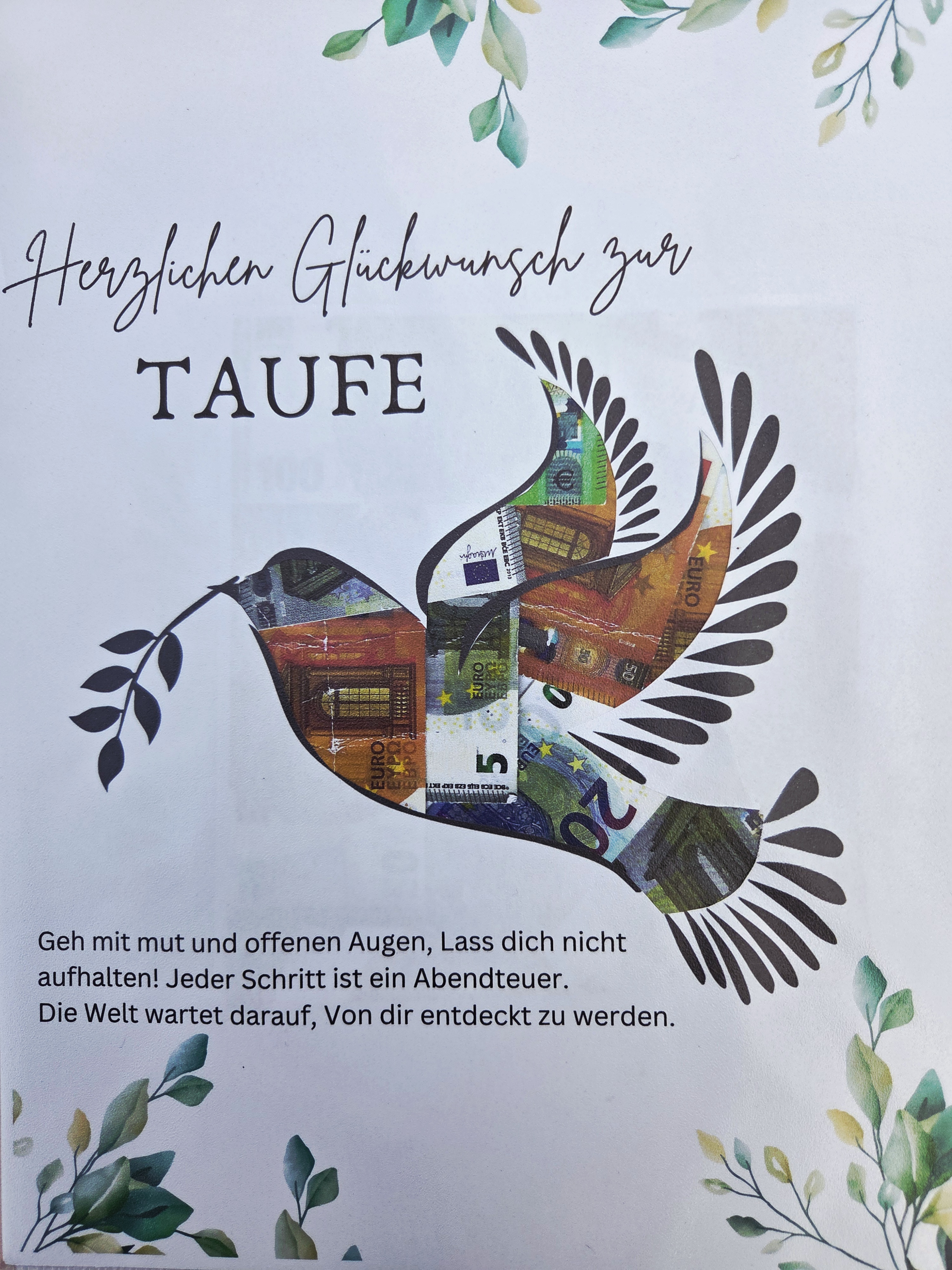 Vorlage Geldgeschenke zur Taufe