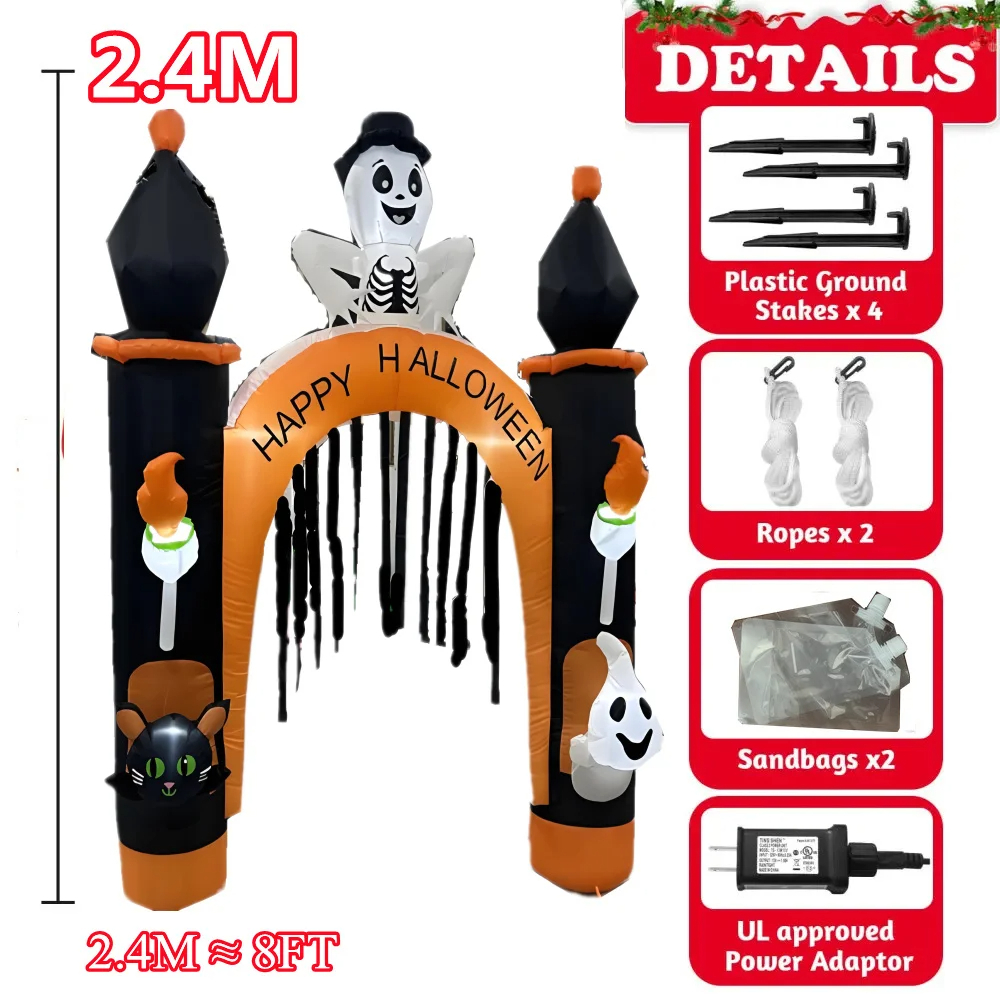 Arco Inflable de Halloween 2.4M con luz led integrada  