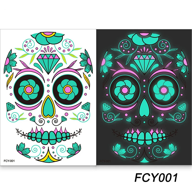 Calcomanías/Tatujaes faciales luminosas de Catrina