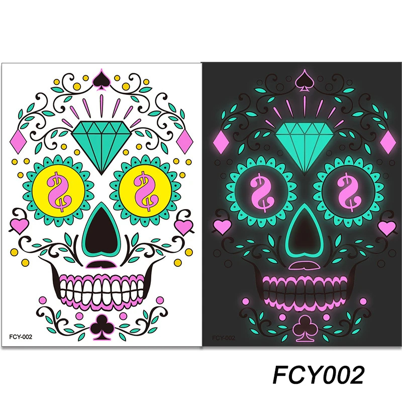 Calcomanías/Tatujaes faciales luminosas de Catrina