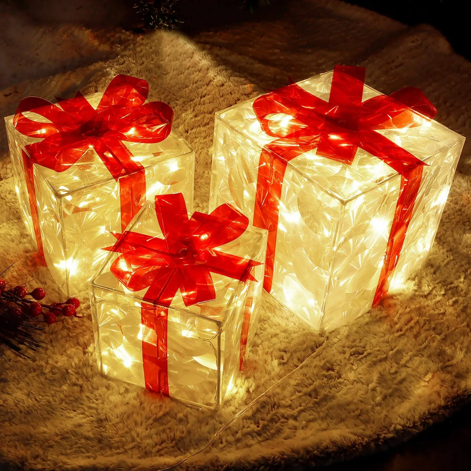Juego de cajas de regalo iluminadas