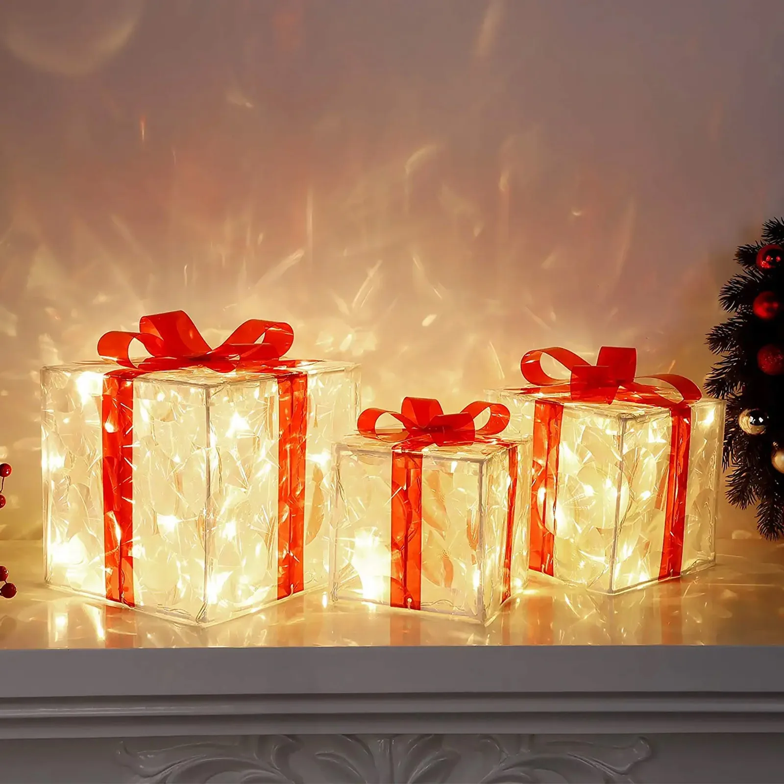 Juego de cajas de regalo iluminadas