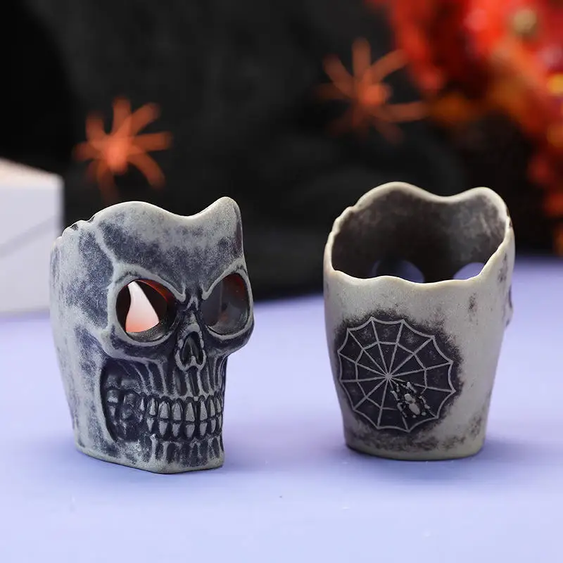 Soporte de vela calavera led de colores