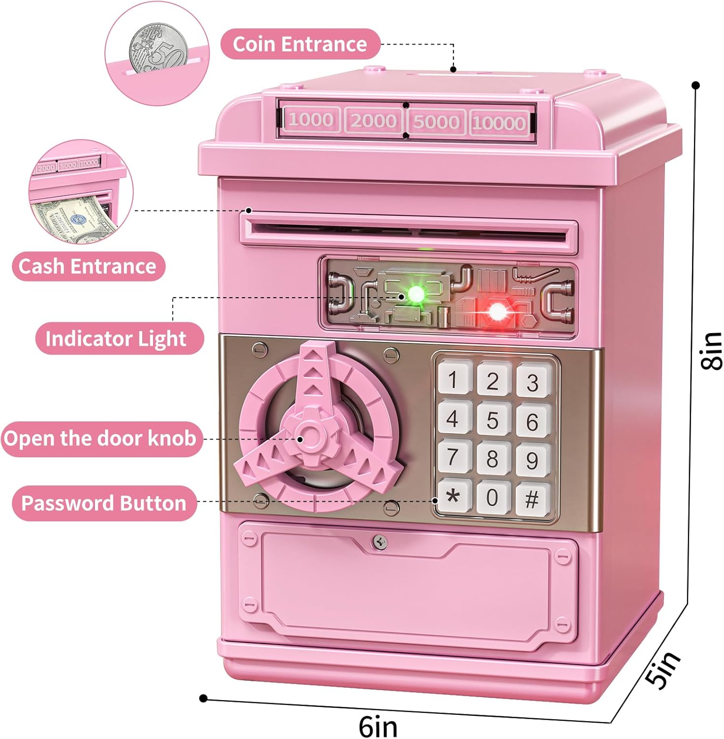 Caja fuerte electrónica rosa