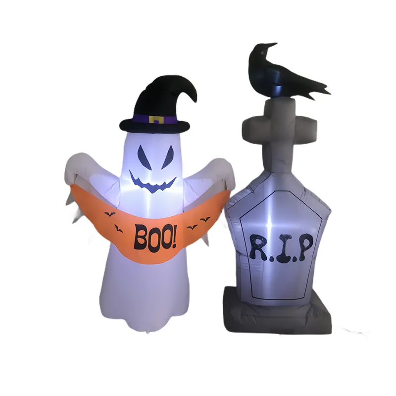 Decoración inflable de Halloween (Fantasma cuervo y lapida)