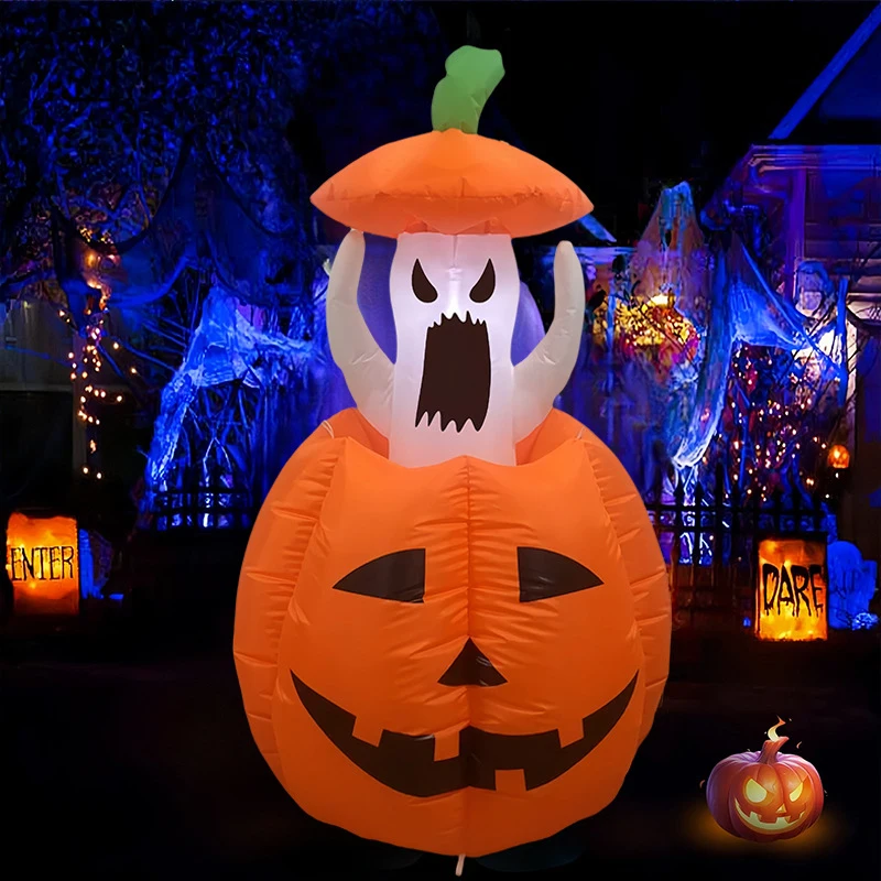 Adorno inflable de calabaza de Halloween (retraible)