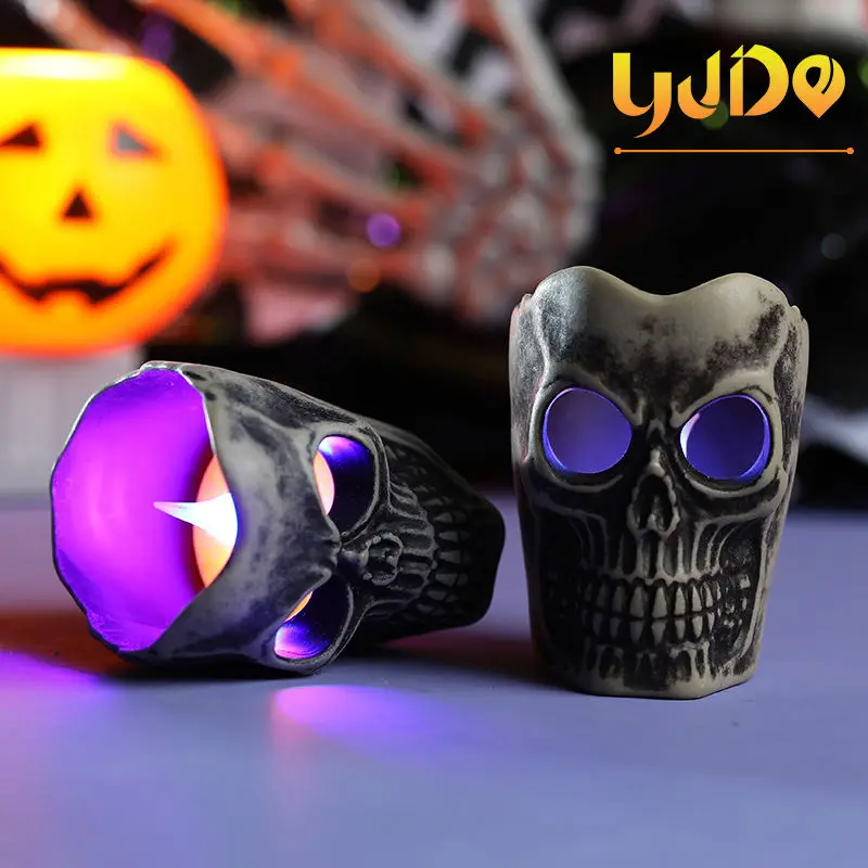 Soporte de vela calavera led de colores
