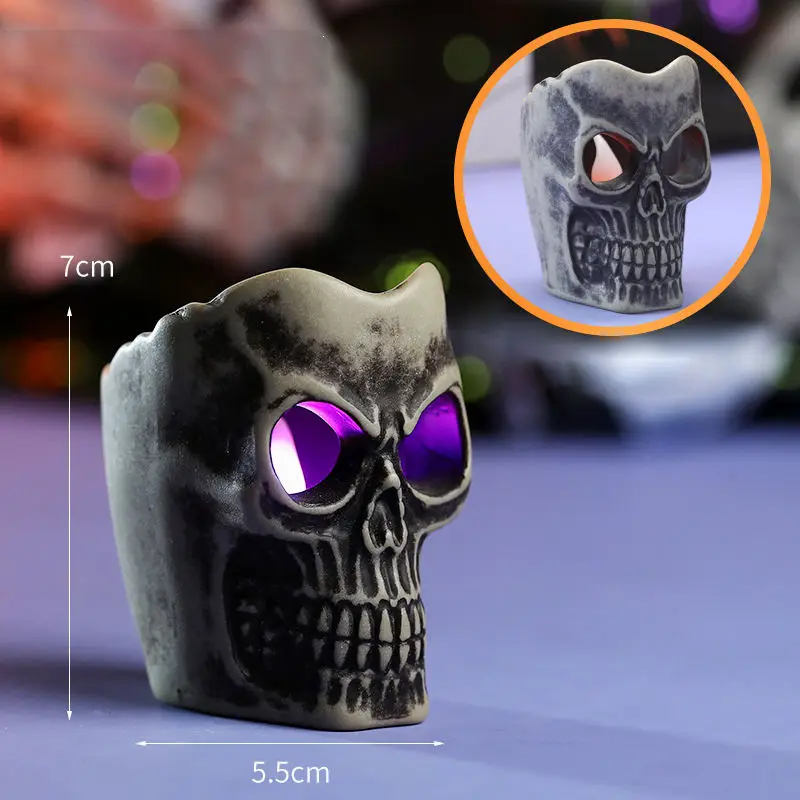 Soporte de vela calavera led de colores