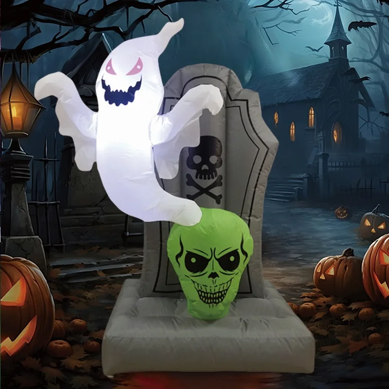Decoración inflable de Halloween (Lapida Fantasma y Calavera)