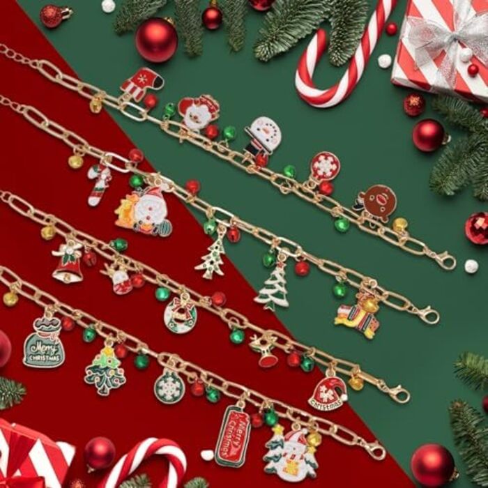 Pulseras navideñas con dijes