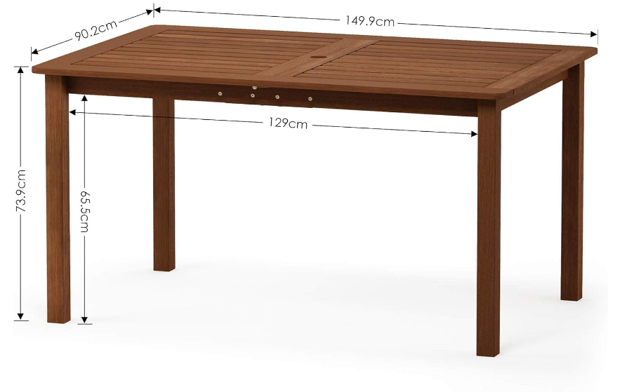 Tioman Outdoor Dining Table, Natural 35.5"D x 59.0"W x 29.0"H