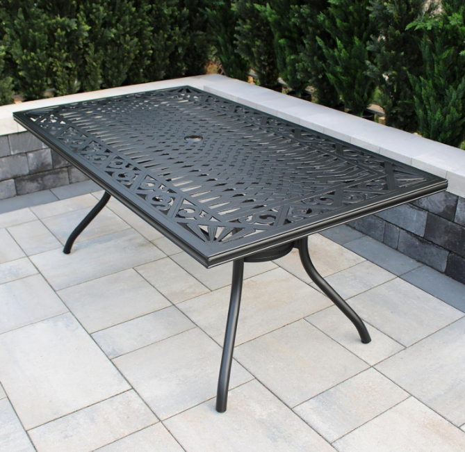 1827-RECTANGLE-68-ORNATE-TABLE-LBK Ornate Outdoor Mesh Aluminum Black 68-in Rectangle Patio Dining Table