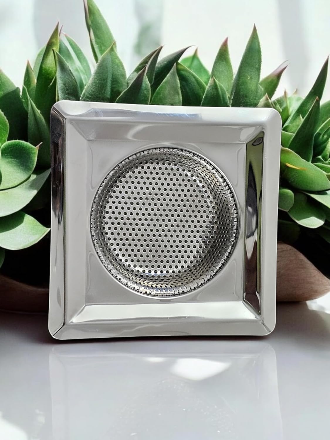 Scenty Square Stainless Steel Kitchen Strainer, Sink Jali, Drain Filter, Wide Rim Anti Clogging Mesh Drain Filter Vegetable Hair Catcher Drain Cover