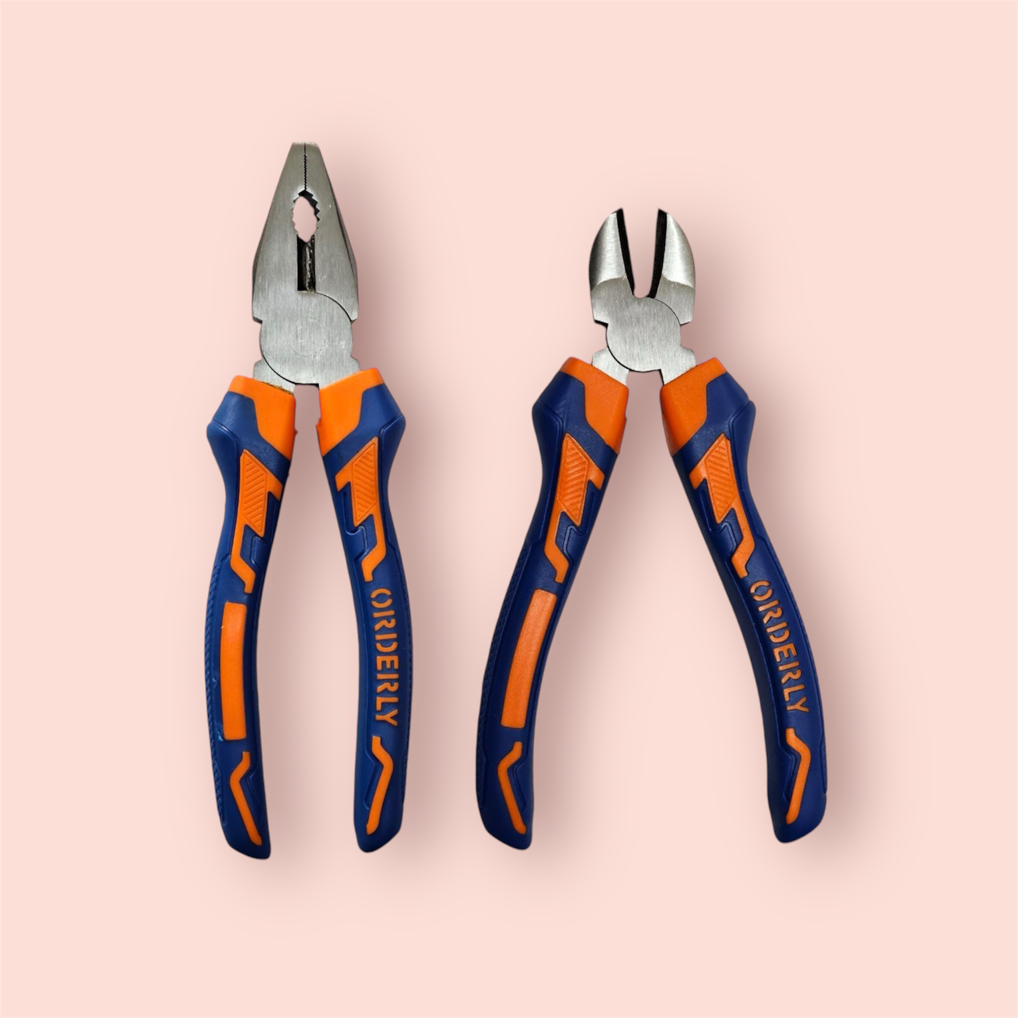 Scenty M.NO-LY02 2 Pcs Pliers Set, Includes 8"" Combination, 6"" Diagonal Cutting sturdy Steel Combination Plier with Anti-Rust properties for gripping, holding and cutting wires Blue & Orange