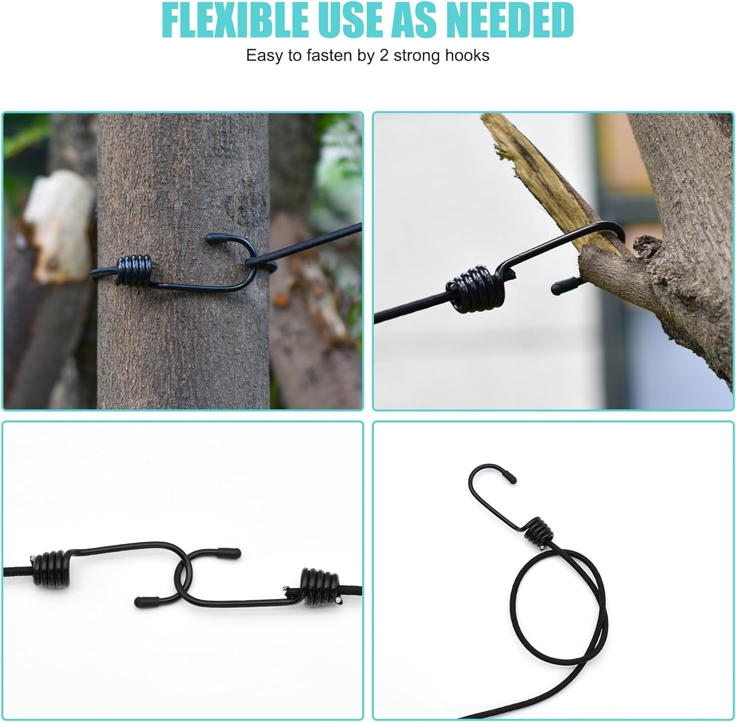 Scenty Pack of 2 Cloth Drying Rope with Hooks - Elastic Hanging Rope for Travel, Home, and Outdoor Drying - includes 12 Clips-Kapde Sukhane ki Rassi Wire - Pack of 2- Multicolour