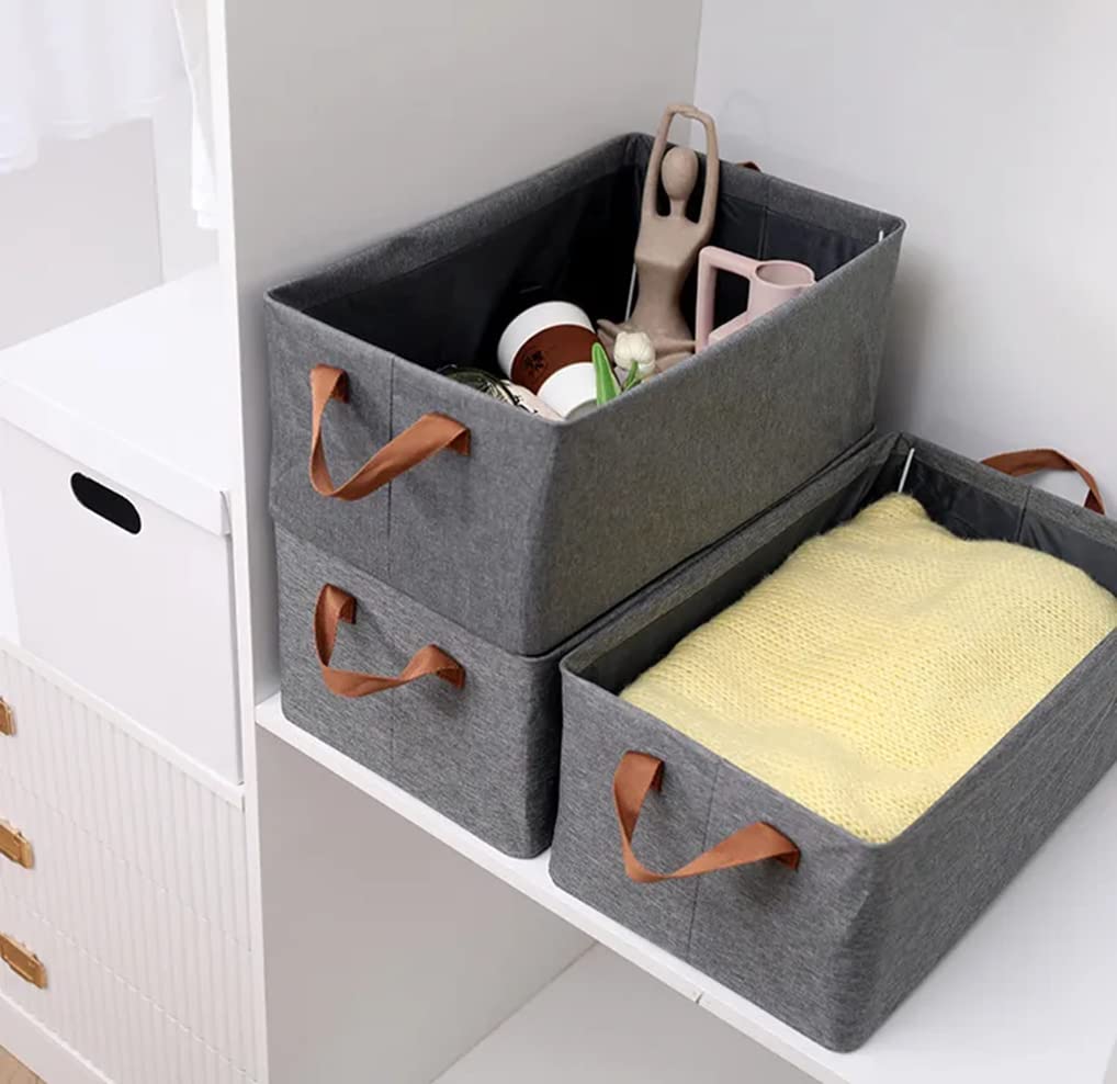 Scenty 26 Liter Foldable Wardrobe Organizer with Durable Handle, Stuff Storage Box Closet Drawer Organizers for Clothes, Toys, Books, Blanket etc. (Grey) (1)