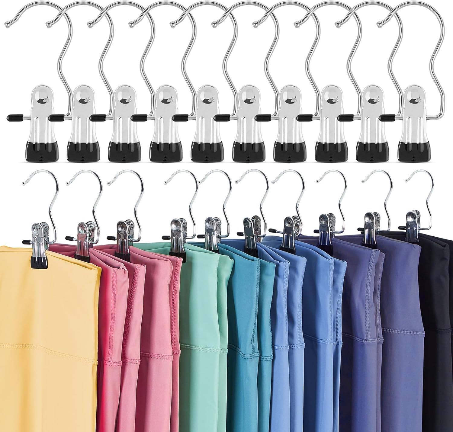 Scenty 10 Pack Laundry Hooks Hanging Clips Clothes Pins Closet Hanger Organizer Clamps Socks Towel Clips Heavy Duty Clothespins Bulk Hanger Clips for Closet Travel Pants Socks Handbags (10)