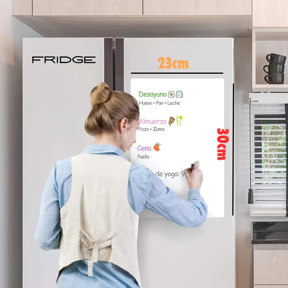 Scenty Stain-Resistant Fridge Whiteboard with 1 Marker - Magnetic Dry Erase Board Organizer & Planner for Refrigerator (23x30 CM Plain)