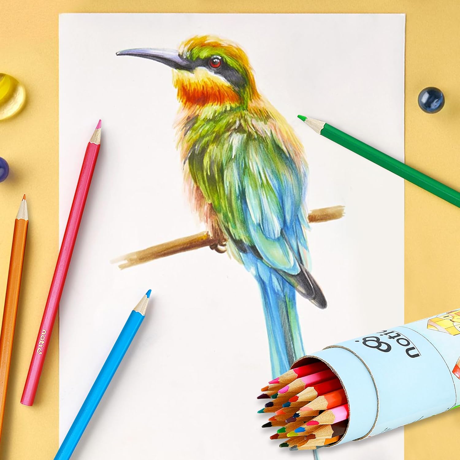 Pencil Color Set in Round Box, Drawing Color Pencil Kit for Artists, Sketching, Drawing and Coloring Pencils, Soft Core,Colouring Pencils Doodlin