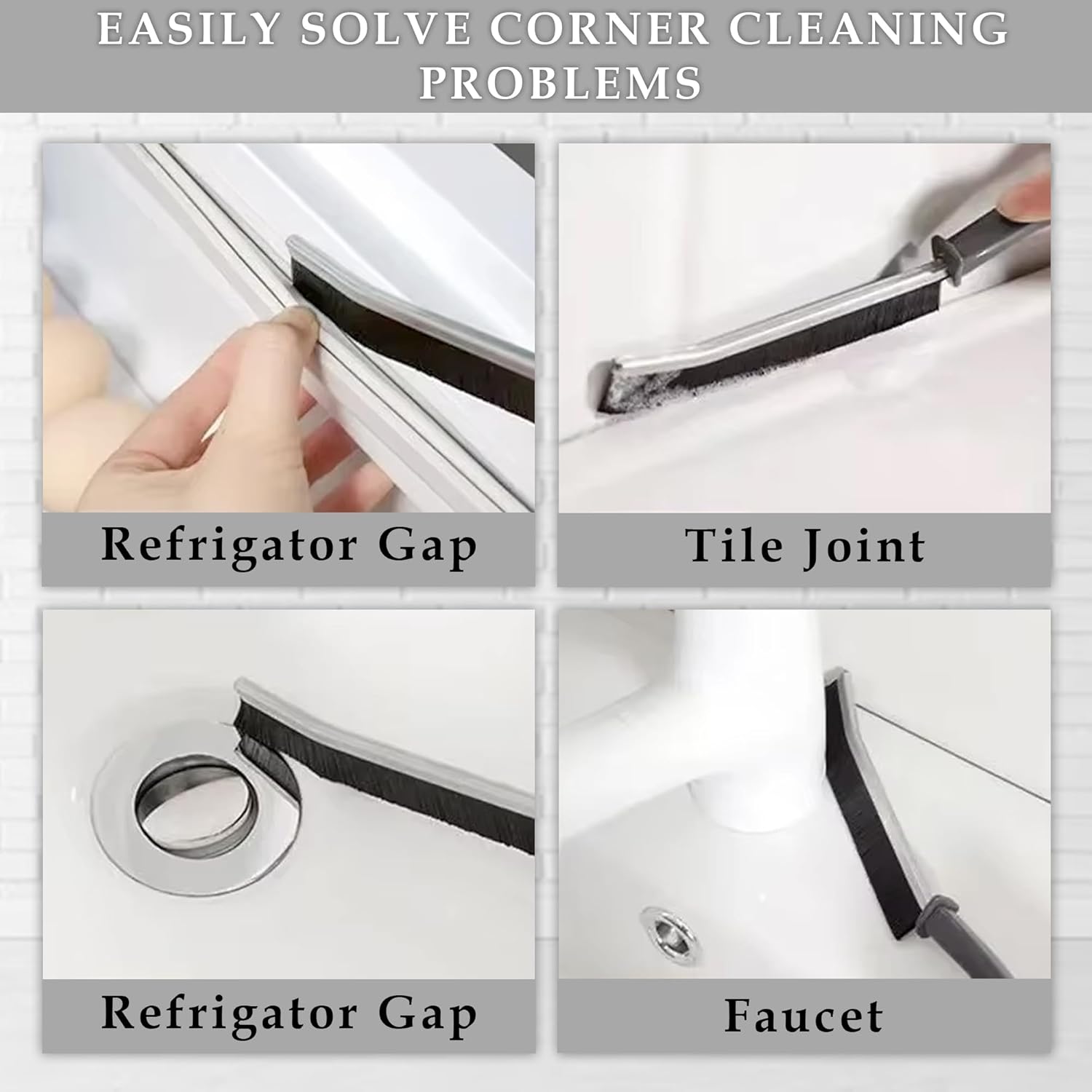 Scenty Plastic Multifunctional Grout Cleaning Brush, Hard Bristle Gap Cleaner, All-Around Household Cleaning Brush Set Pack of 5