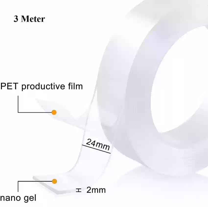 Double Sided Tape Heavy Duty - Multipurpose Removable Traceless Mounting Adhesive Tape for Walls，Washable Reusable Strong Sticky Strips Grip Tape Pack of 2