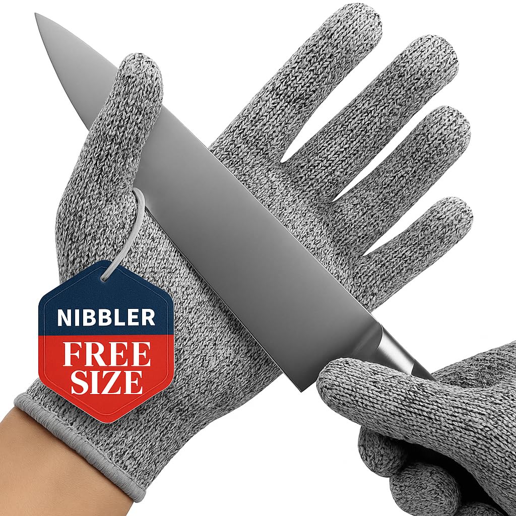 Scenty Safety Industrial Gloves Anti Cut Resistant Level 5 Protection With Elastic Hand Fitting Heavy Duty Working Gloves (Free Size, Grey, 1 Pair)