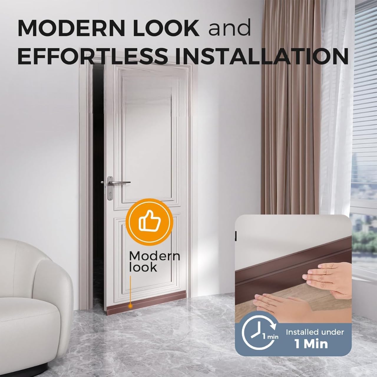 Nibbler 39 Inch Set of 2 Silicon Door Bottom Sealing Strip | Self Adhesive Door Gap Filler Rubber | Bottom Sealing Strip Guard | Protector from Cockroach,...