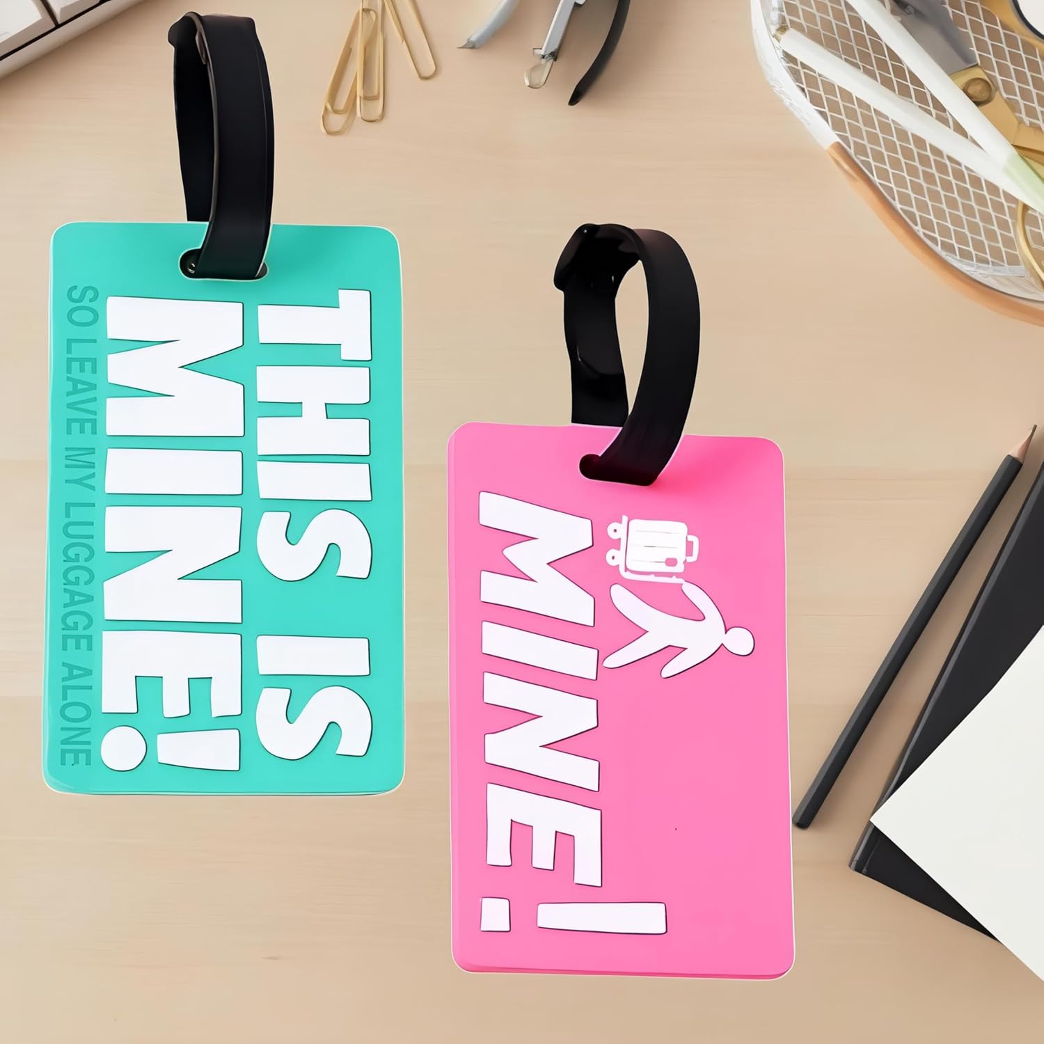 Nibbler Pack of 2 Luggage Tags with Silicone Straps | Travel Bag Tags for Suitcases, Backpacks & Trolleys | Durable, Flexible & Waterproof ID Labels...