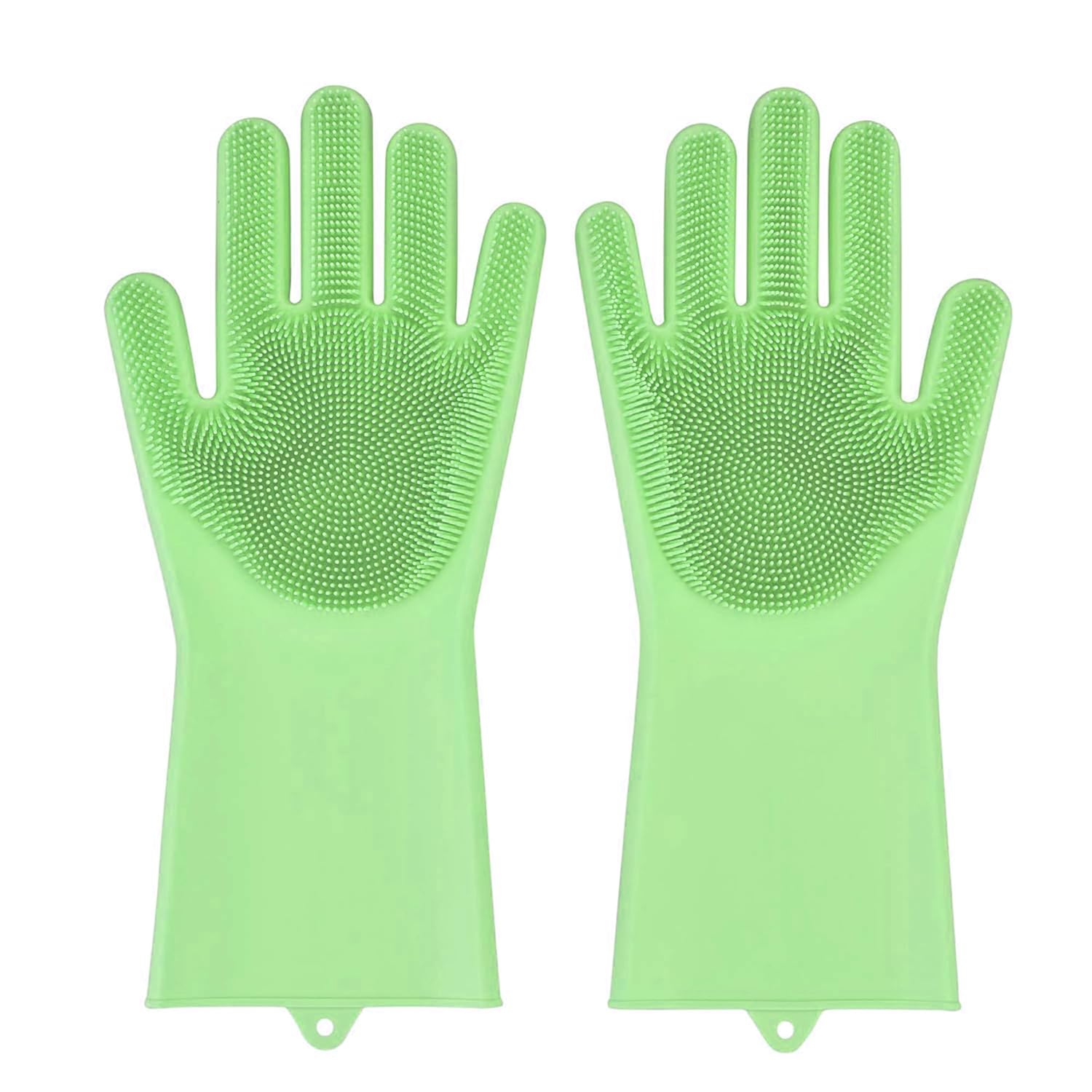 Scenty® Silicone Dishwashing Gloves with Long Bristles, Green Colour Pair Silicon Cleaning Hand Gloves Great for Kitchen Dishwashing, Pet Grooming, Car...