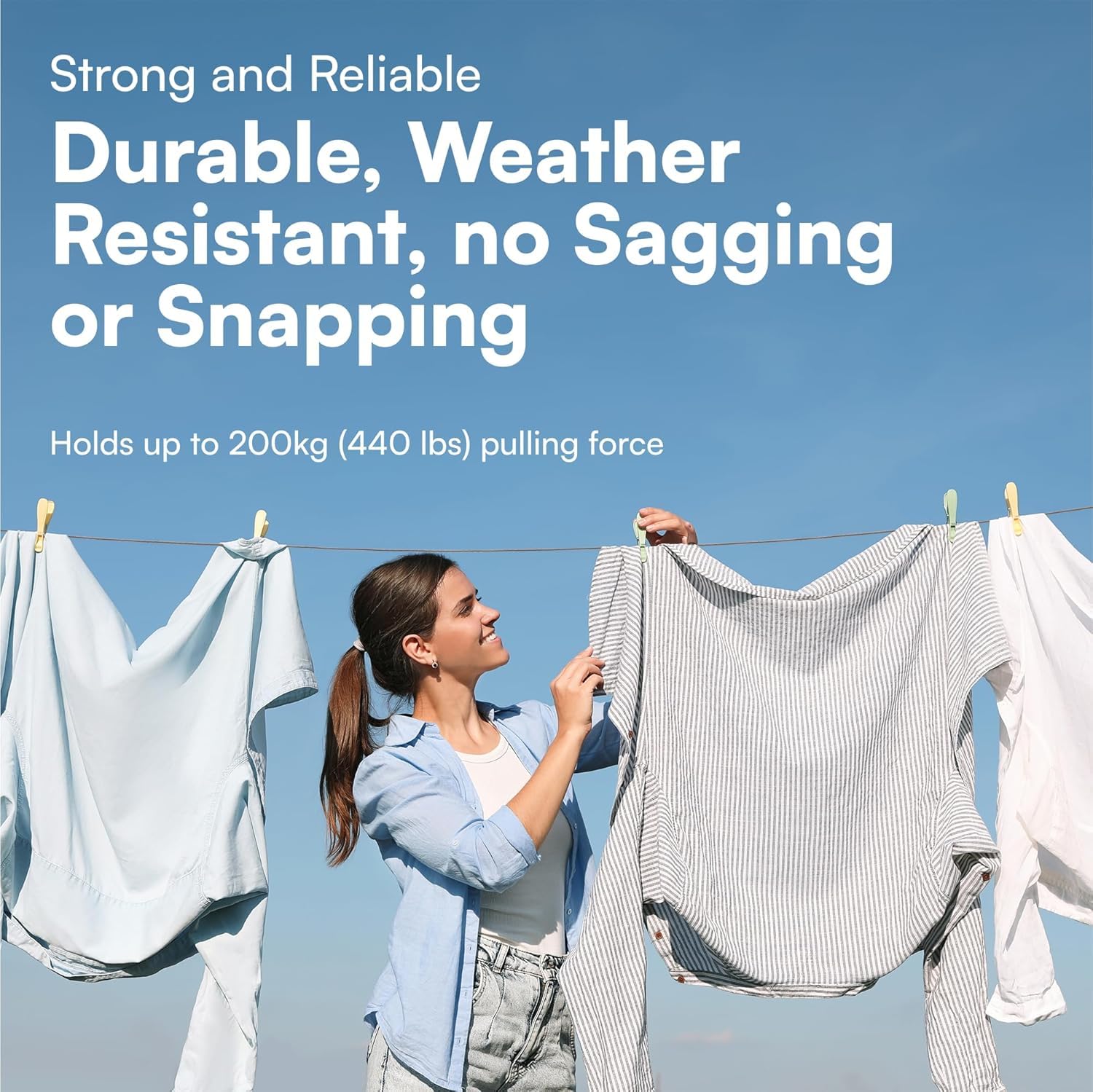 Nibbler Pack of 1 PVC Coated Steel Wire Rope for Drying Clothes/Clothesline, Length 20 Meter with 2 Plastic Hooks (Multi Colour)