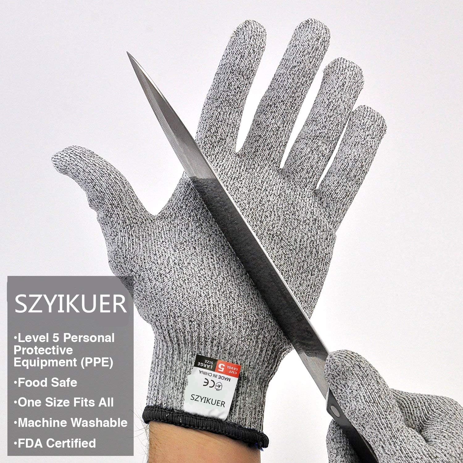 Scenty Safety Industrial Gloves Anti Cut Resistant Level 5 Protection With Elastic Hand Fitting Heavy Duty Working Gloves (Free Size, Grey, 1 Pair)