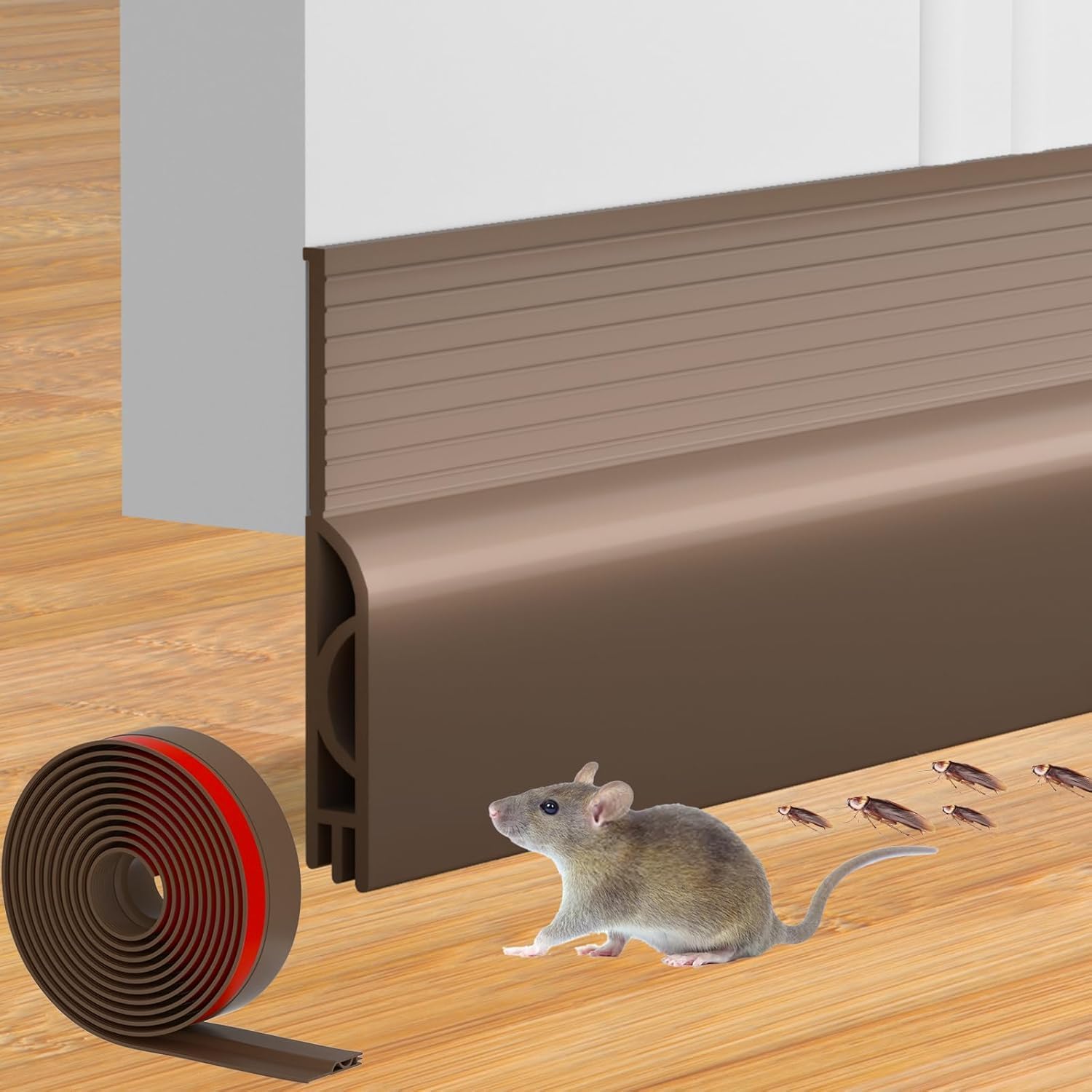 Nibbler 39 Inch Set of 2 Silicon Door Bottom Sealing Strip | Self Adhesive Door Gap Filler Rubber | Bottom Sealing Strip Guard | Protector from Cockroach,...