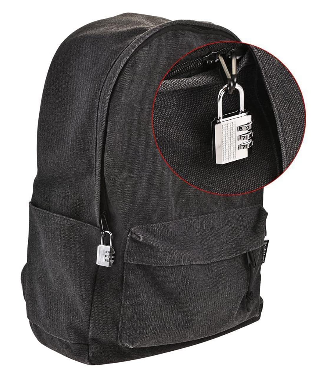  3-Digit Number Backpack Lock, Combination Anti-Theft Zinc Alloy Resettable Zipper Padlock, for Your Backpack, Toolbox, Briefcase and Luggage, Silver