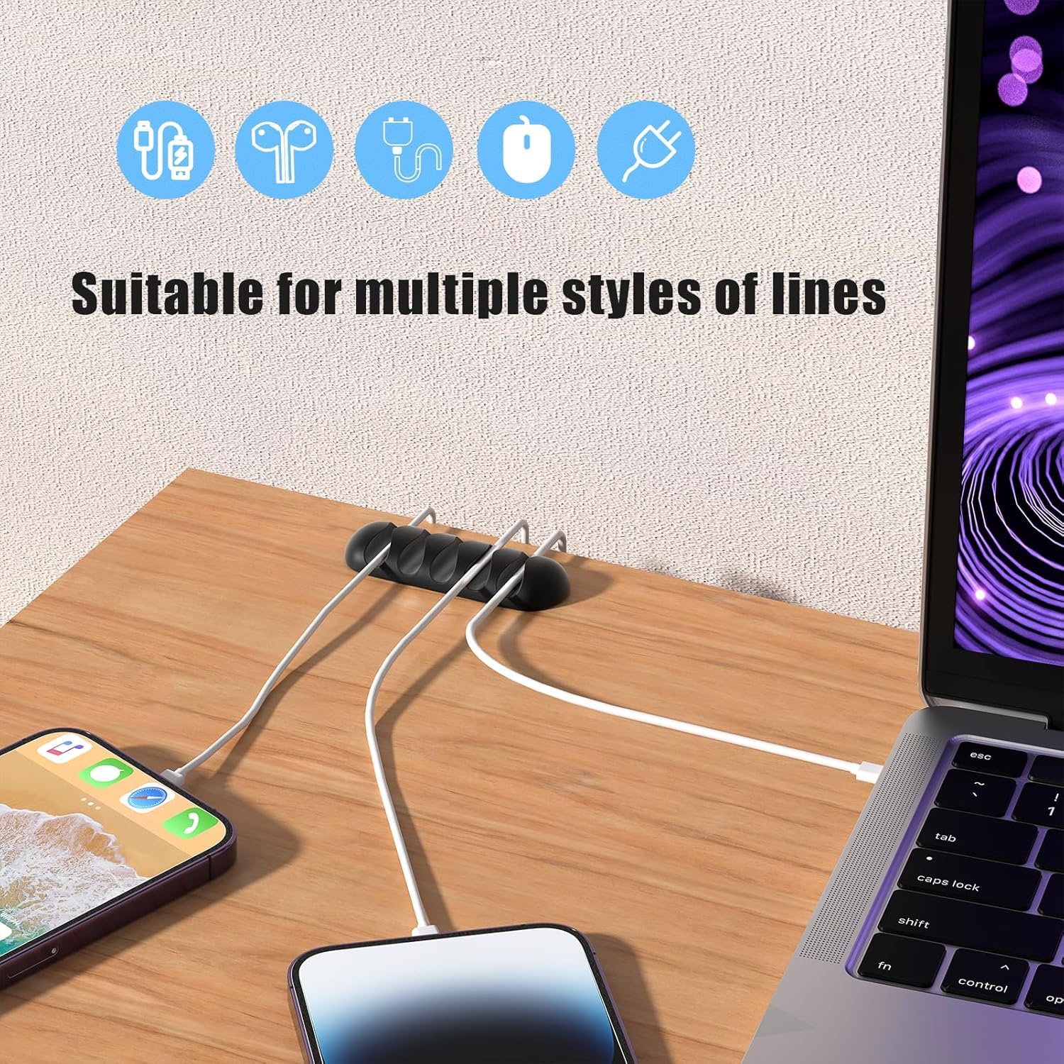 Nibbler 5 Slots Cable Organiser Clips Pack of 5 – Self-Adhesive Wire Management Solution for Home and Office,Car, Desk, Management Solution for Data Cable,...