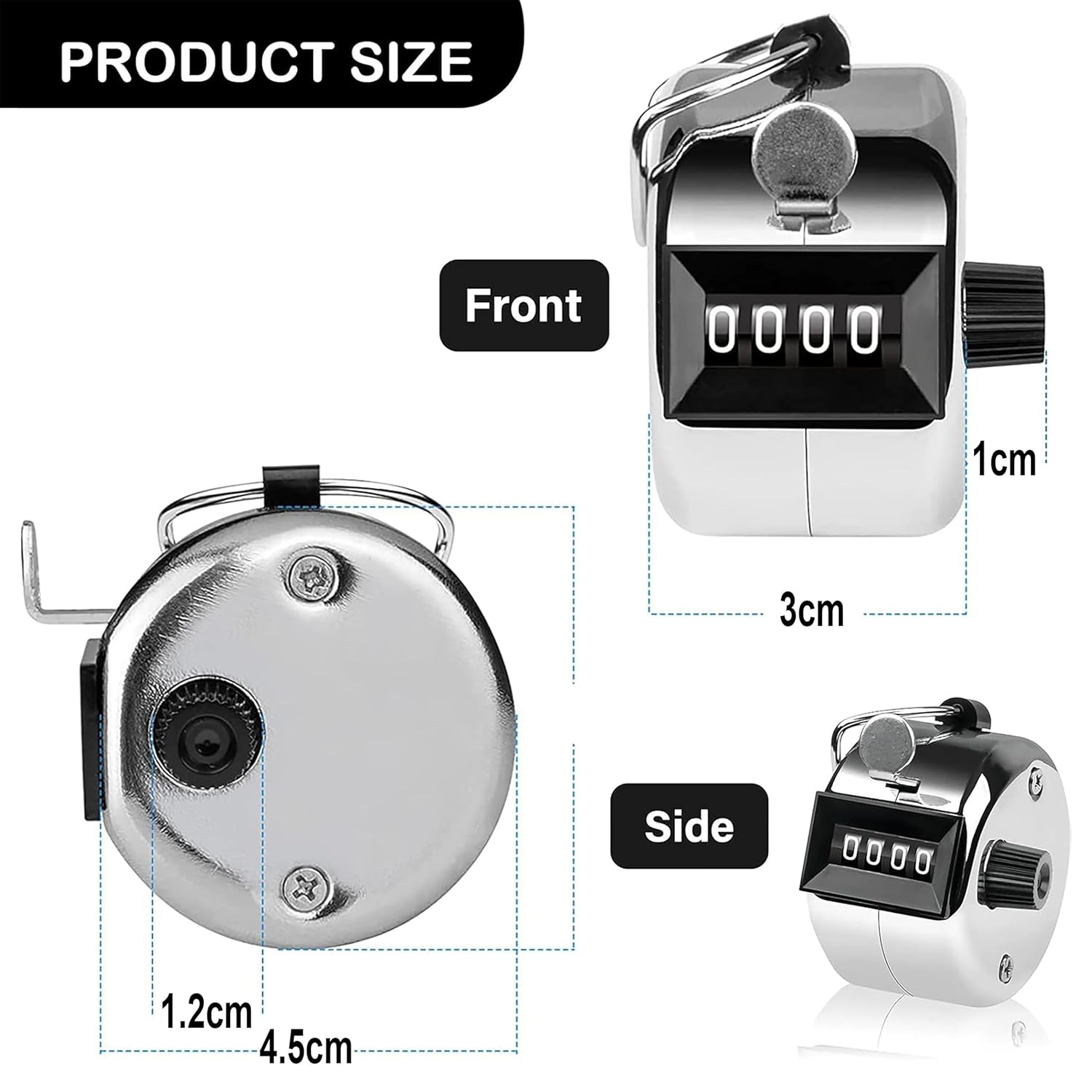 Scenty® Tally Counter, 4-Digit Metal Hand Finger Counter for Jaap Counter, Tasbeeh Counter, Counting, Knitting, Coaching Golf, Lap, Fishing (Pack of 1)