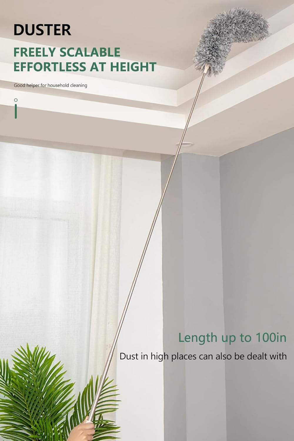 Scenty Upgraded Long Handle Microfiber Feather Ceiling Duster for Dust Cleaning Extendable Pole 30-100 Inch for Cleaning High Cobweb Stick High Ceiling Fan...
