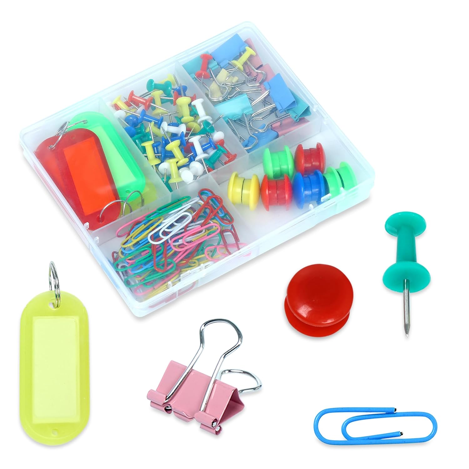 SCENTY® Papers Binder Clips Box Set, Multi 5 in 1 Types of Binder Clips with Carry Box Stationery Binding Supplies for Loose Papers, Files, DIY, Office and...